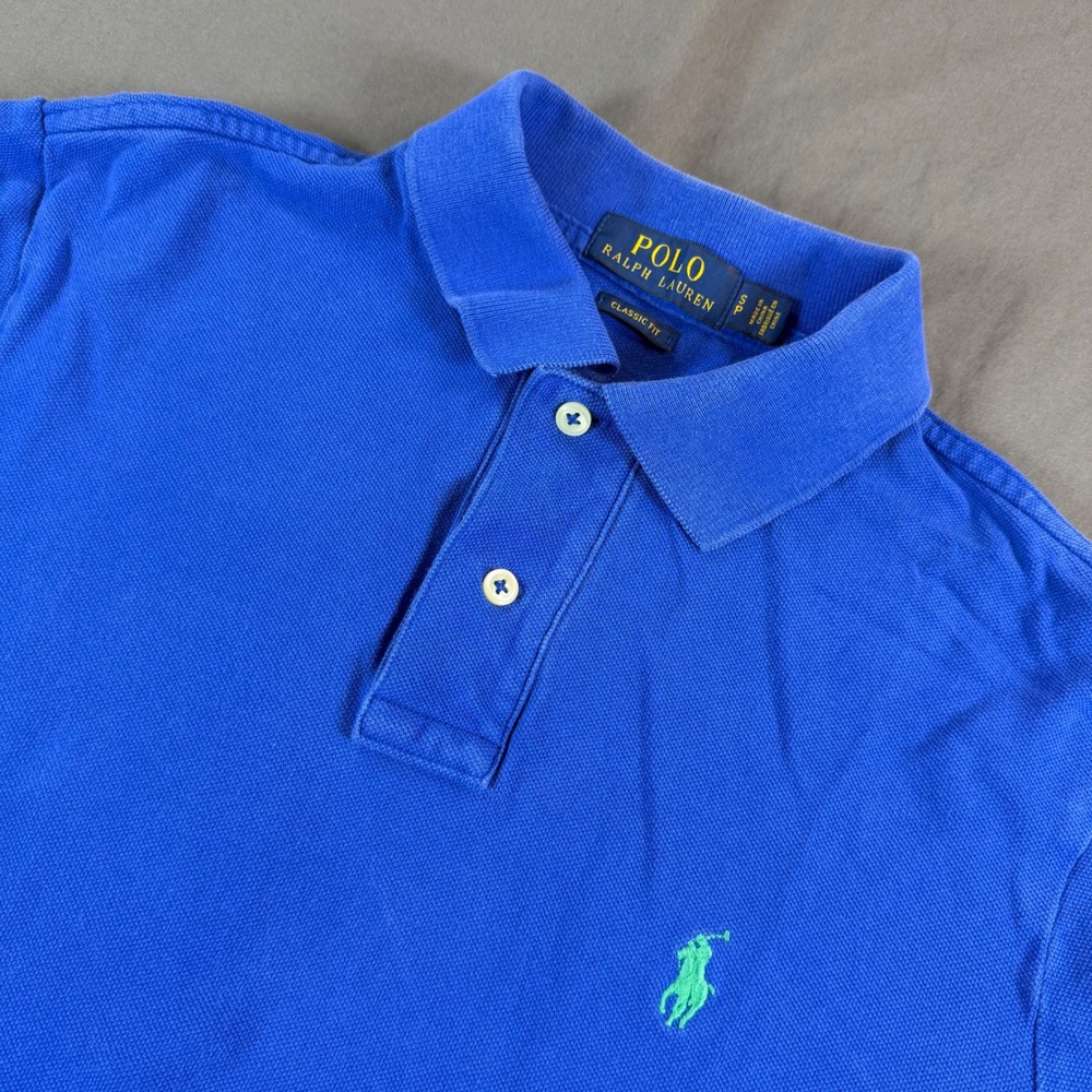 Polo Ralph Lauren Mens Classic Fit Mesh Polo Shirt Blue Green Pony Small S